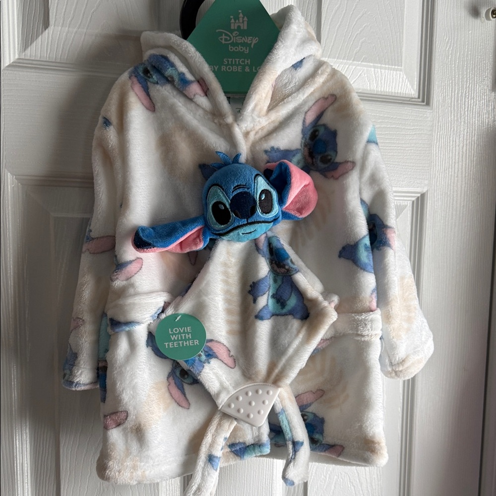 Disney Baby Stitch Robe with Teether - Blue and White